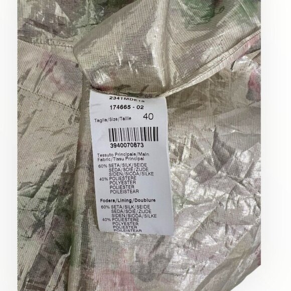 MSGM FOIL Metallic Silk floral Printed Button down Blouse top collar gold 40 / S - Picture 6 of 7